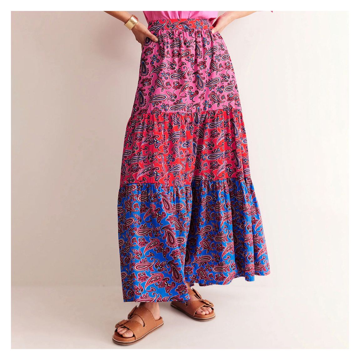 Pink/Red Lorna Cotton Maxi Skirt main product photo