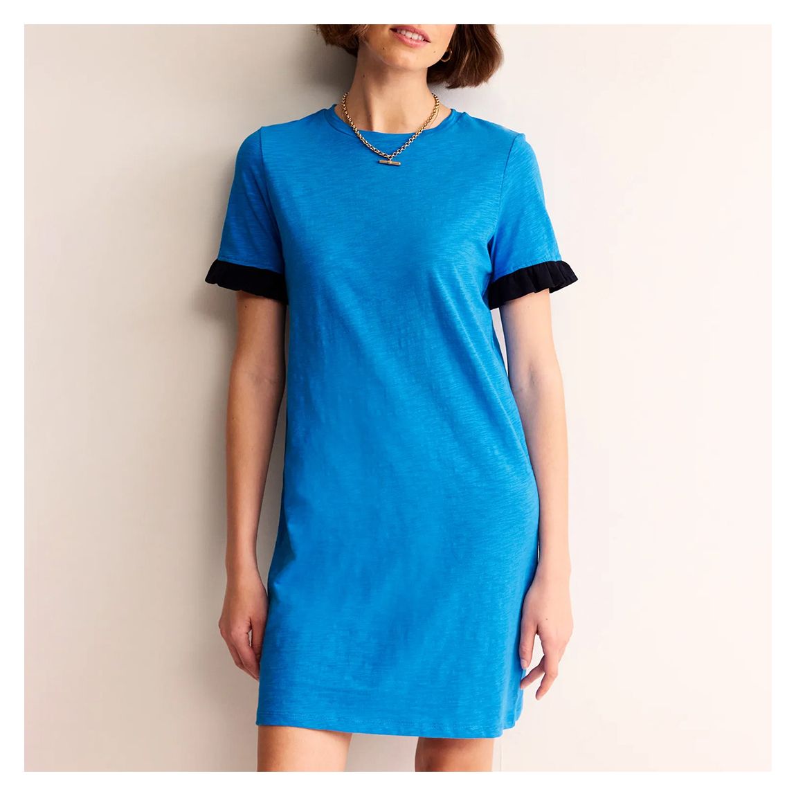Blue Emily Ruffle Cotton Dress main product photo