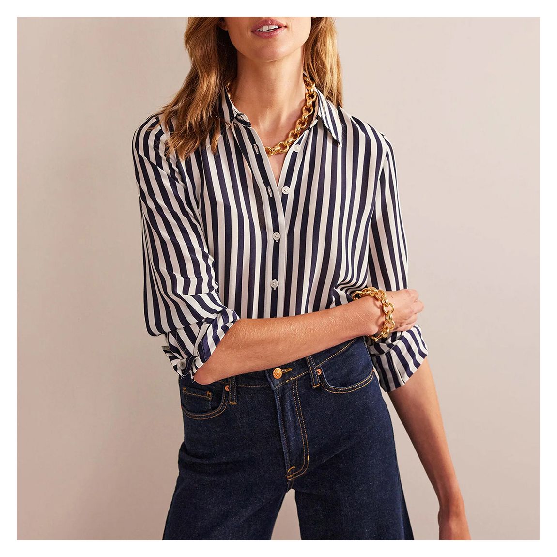 Navy Sienna Silk Shirt main product photo