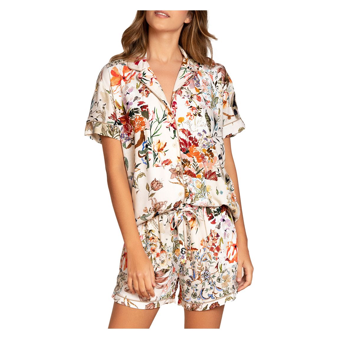 Cream Botanical Slumber Short Pyjama Set main product photo