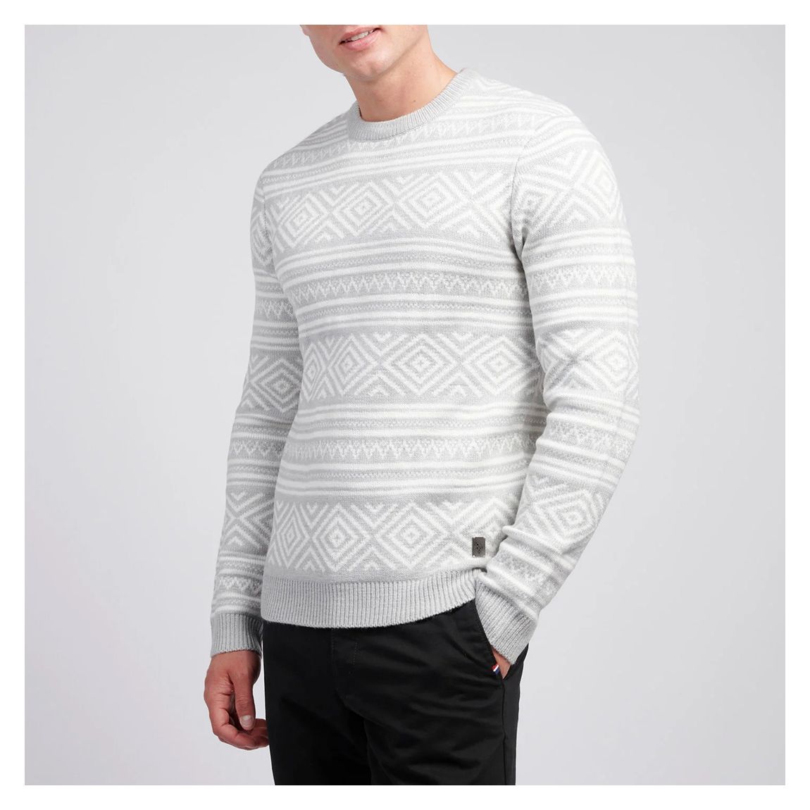 Grey Fairisle Crew Neck Jumper main product photo
