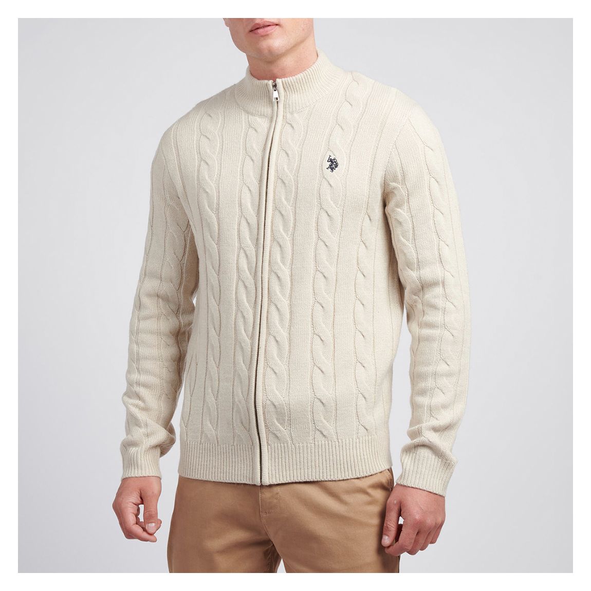 Cream Cable Knit Zip Up Jumper main product photo