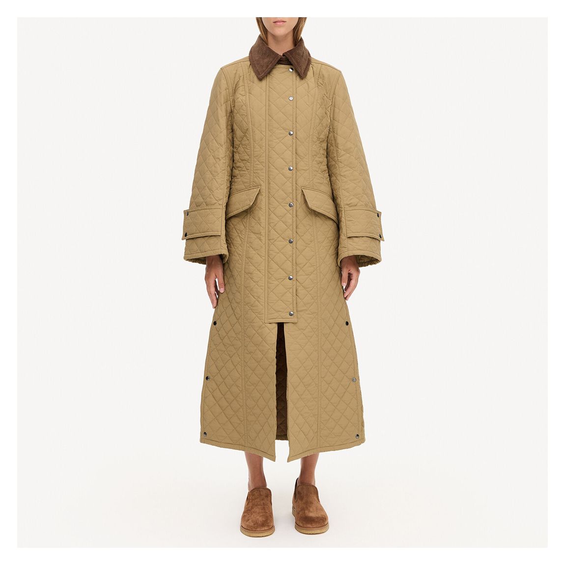 Beige Pinelope Collared Longline Coat main product photo