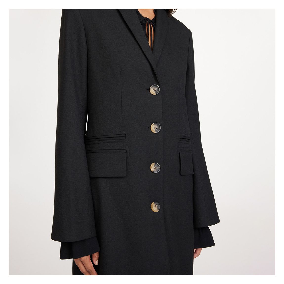 Black Wool Blend Poppie Button Coat main product photo