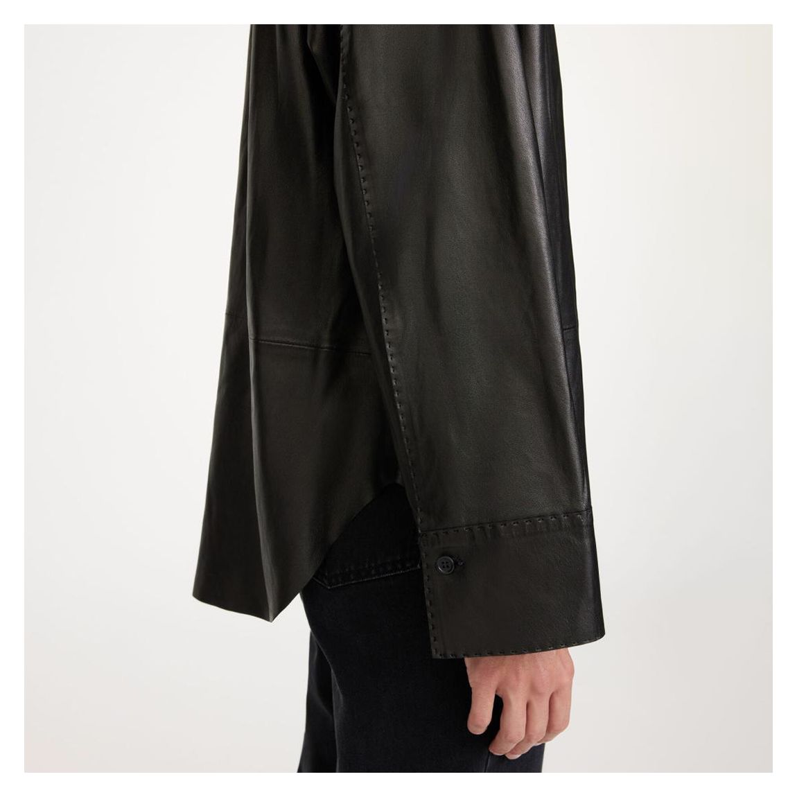Black Leather Barissa Shacket main product photo