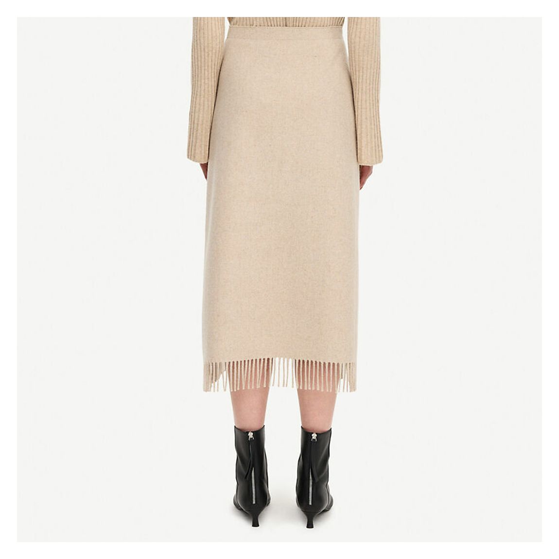 Beige Wool Blend Ciarra Midi Skirt main product photo