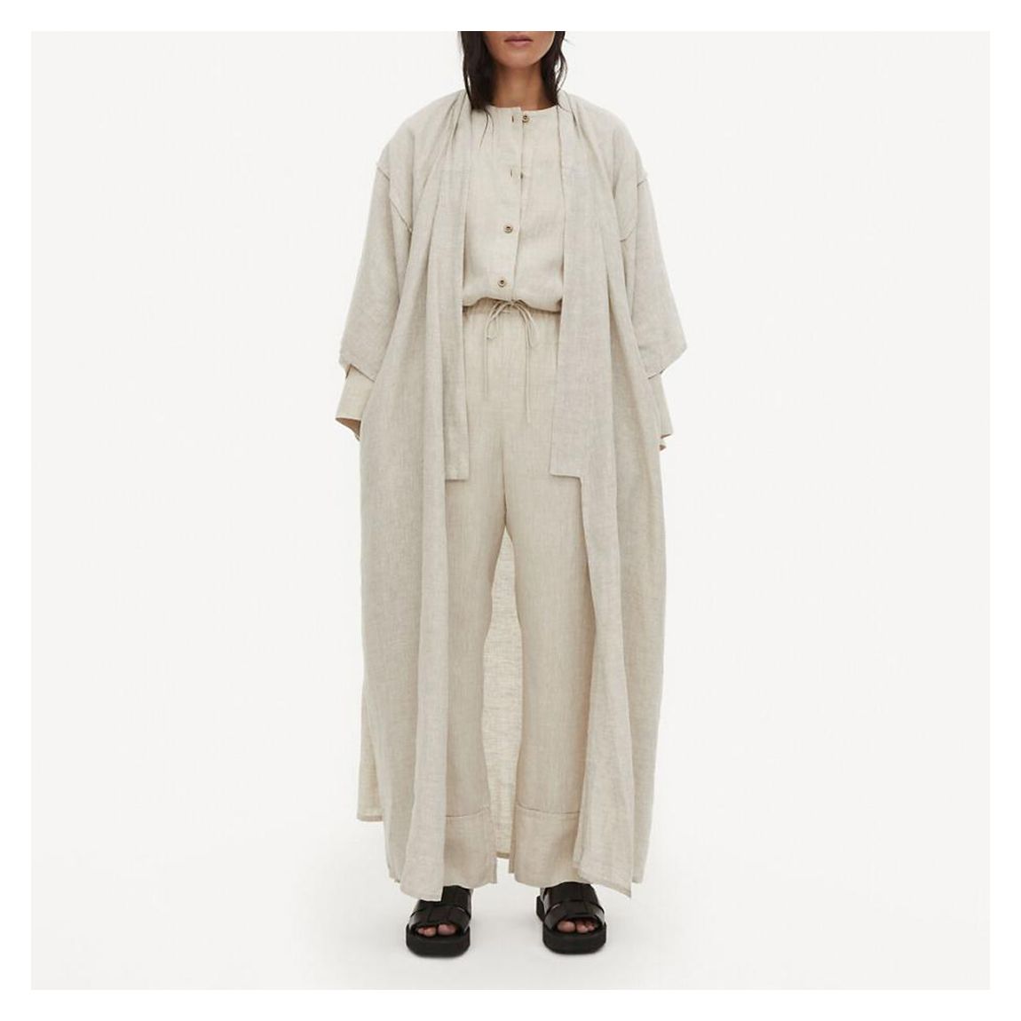 Grey Linen Maxi Kimona main product photo