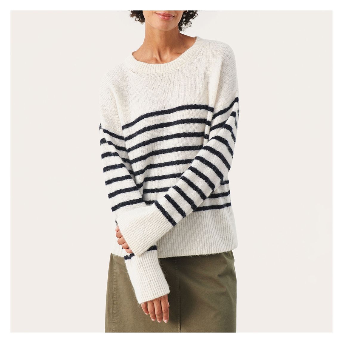 White Stripe Wool Blend Finnley Jumper main product photo