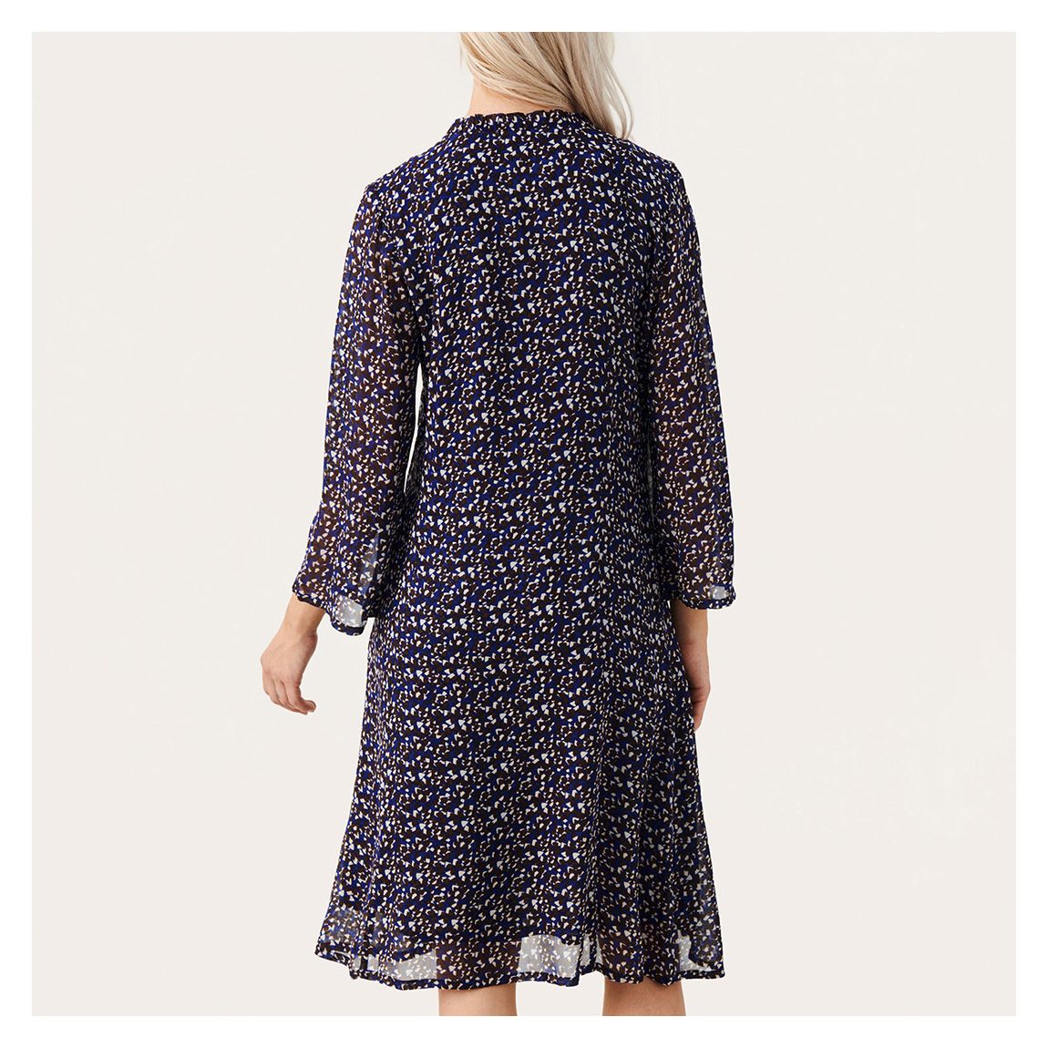 Navy Print Devira 3/4 Sleeve Dress main product photo