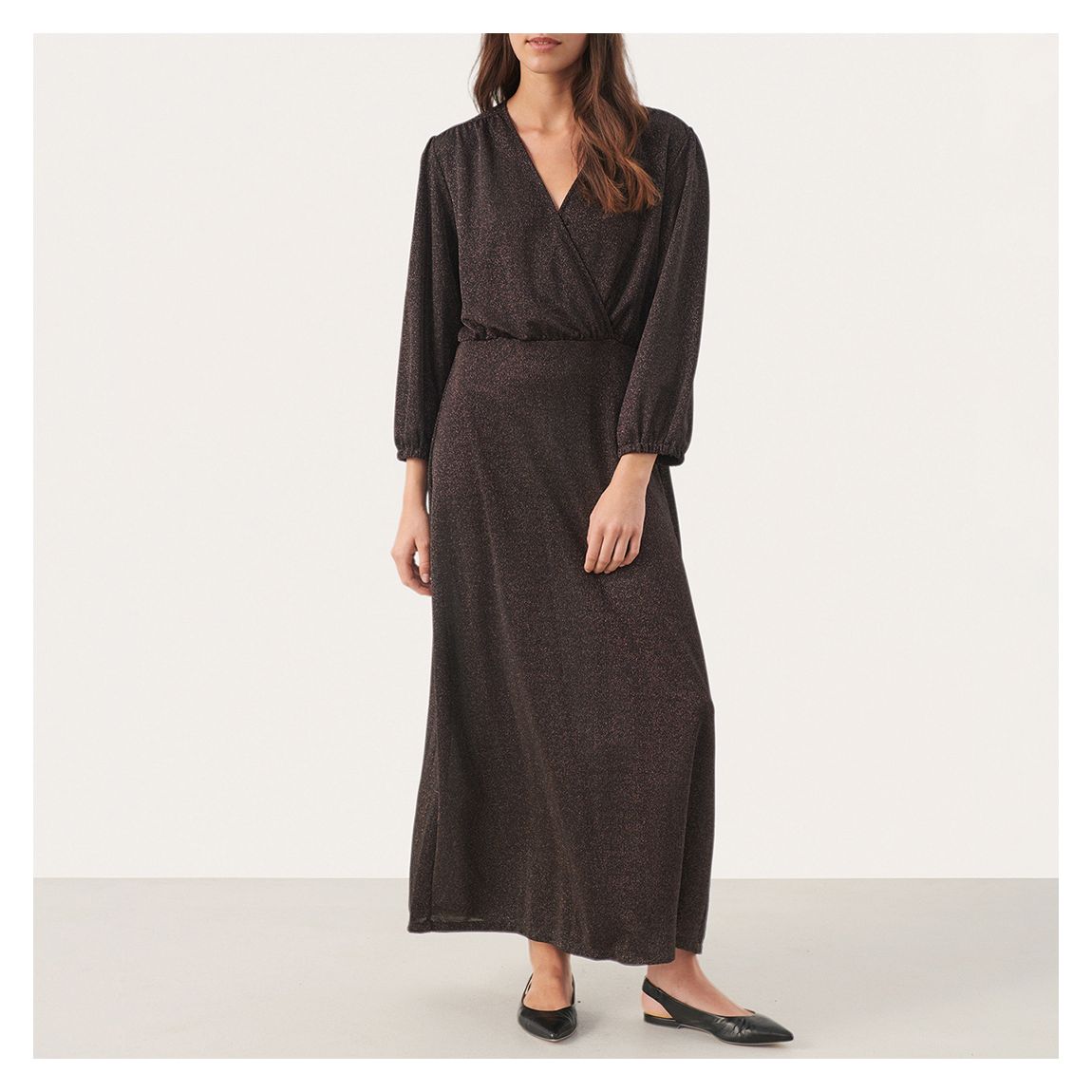 Brown Metallic Dalmine Maxi Dress main product photo