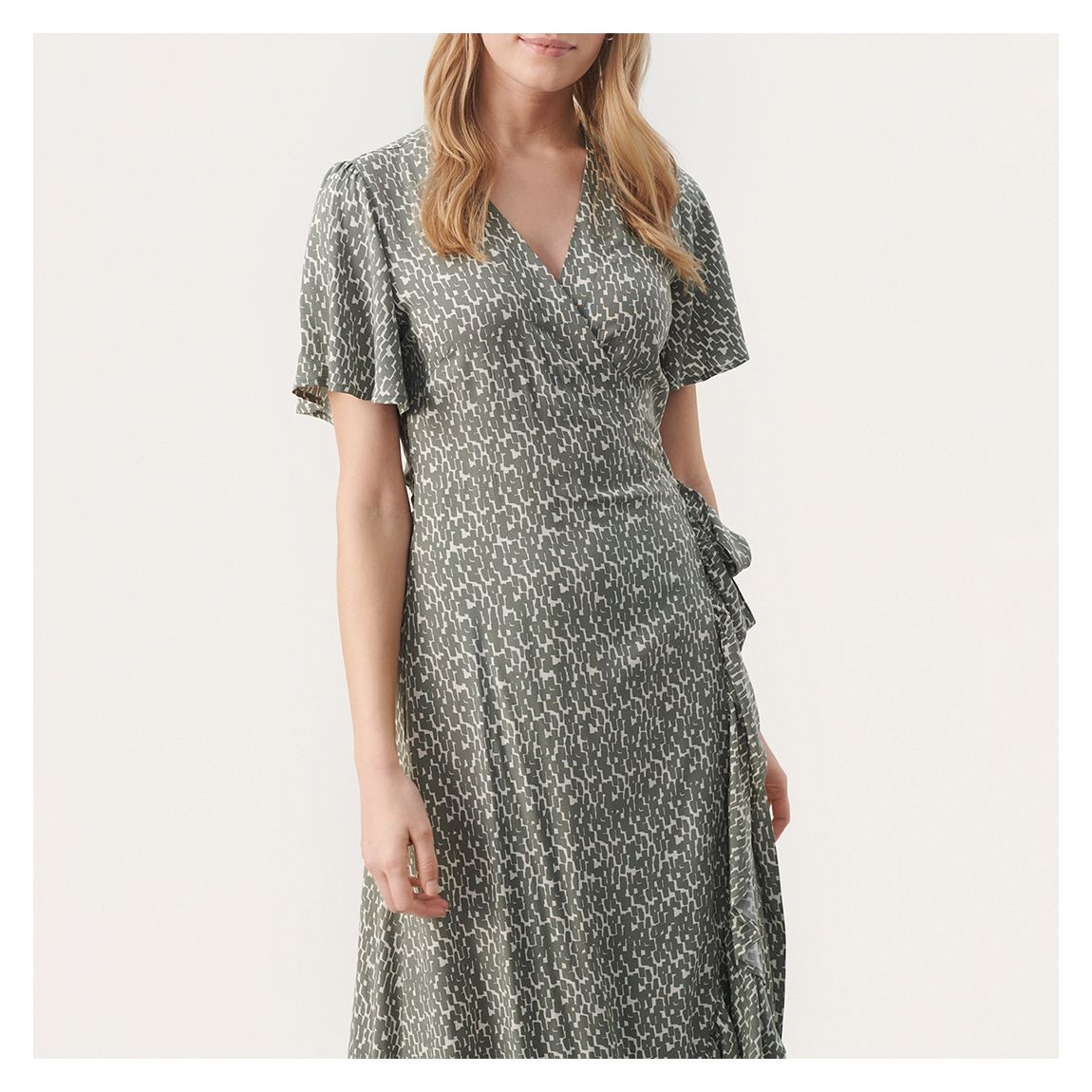 Green Pattern Clarina Midi Dress main product photo