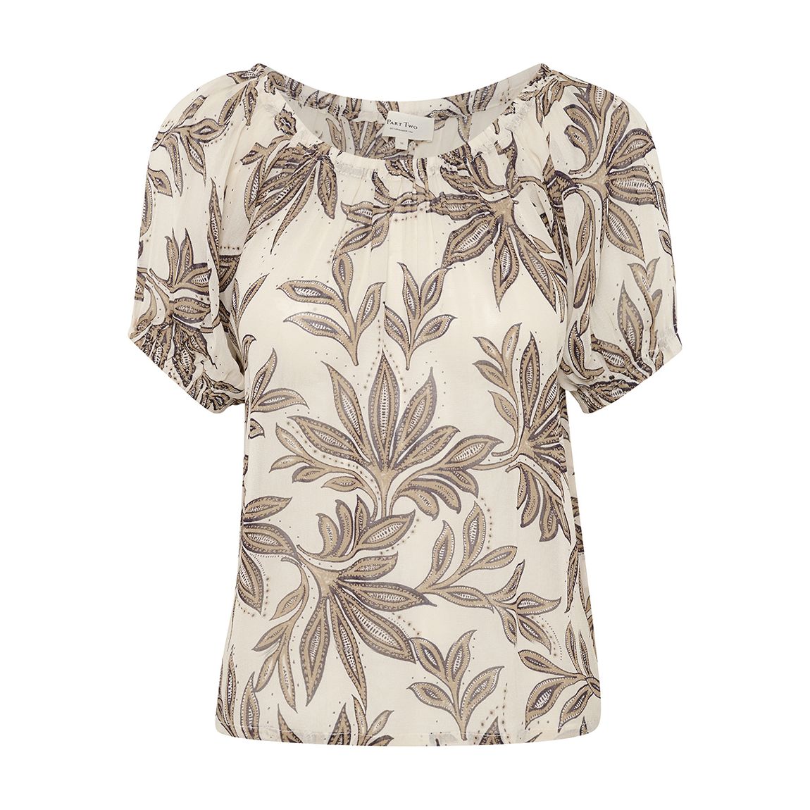 Brown Pattern Georgette Short Sleeve Blouse main product photo