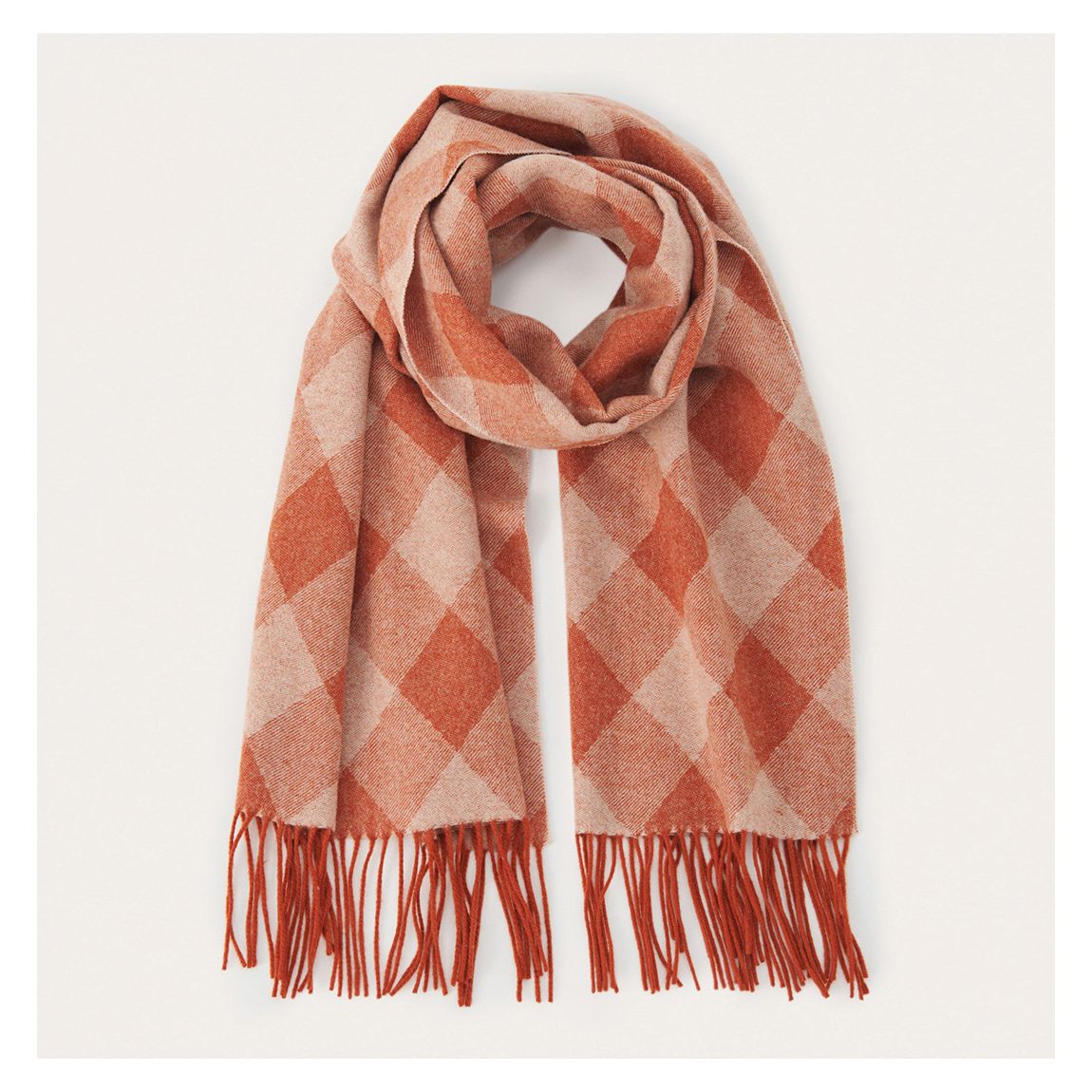 Orange Check Wool Dortia Scarf main product photo