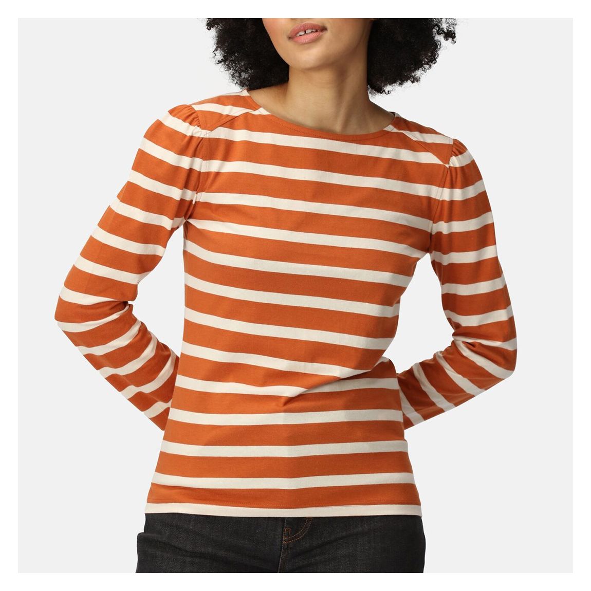 Orange Federica Striped Cotton T-Shirt main product photo