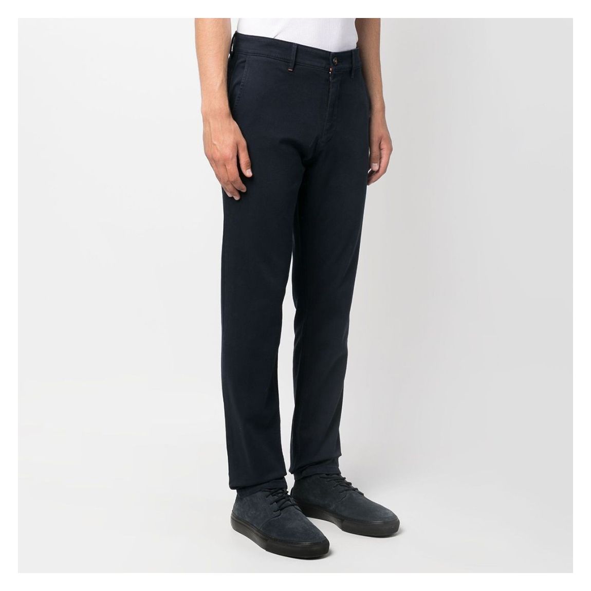 Dark Blue Cotton Blend Chino Trousers main product photo