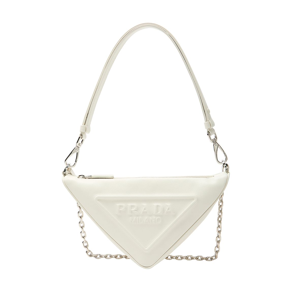 White Leather Triangle Shoulder Bag main product photo
