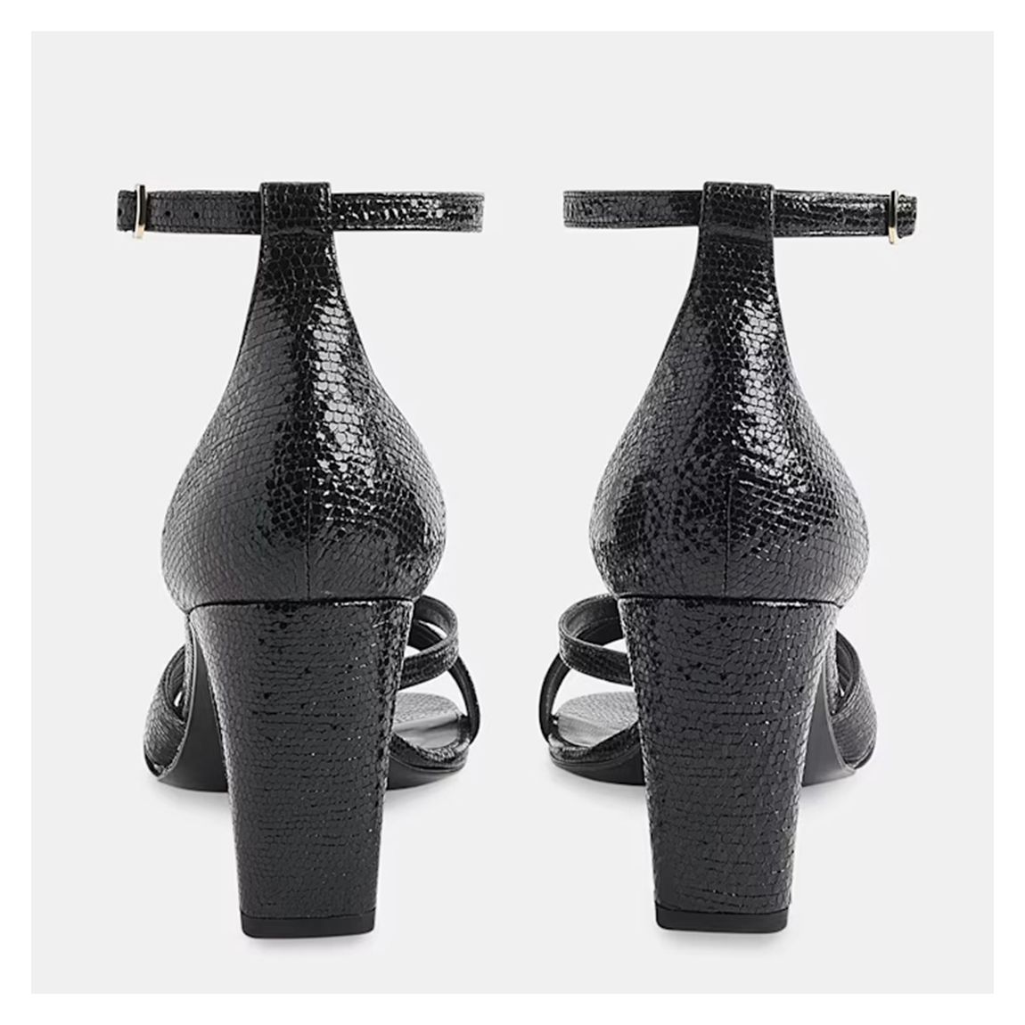 Black Hailey Strappy Leather Heels main product photo