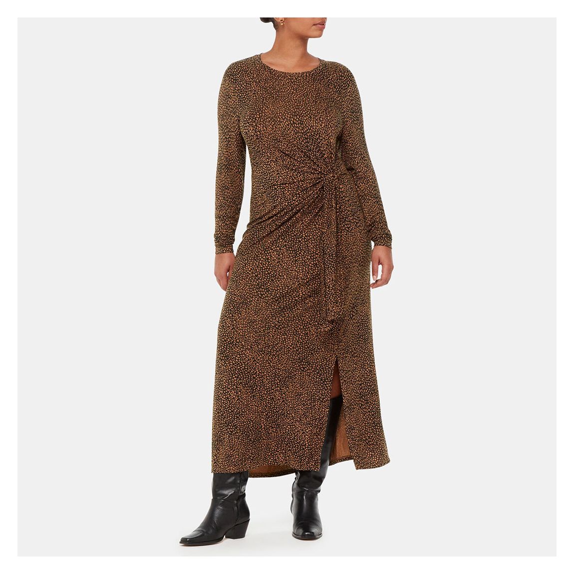 Brown Coffee Bean Tie Jersey Dress main product photo