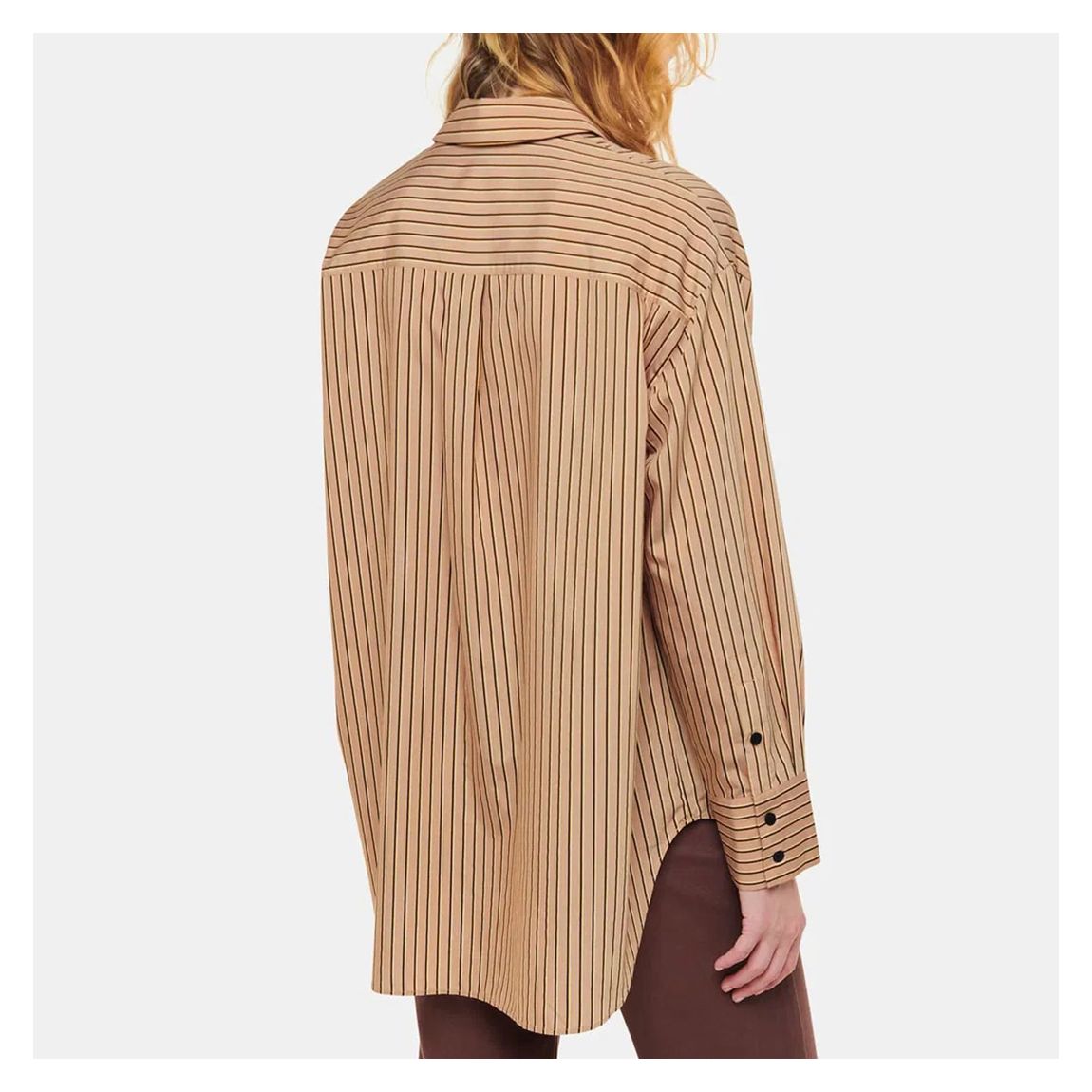 Brown Stripe Oversized Cotton Blend Shirt main product photo