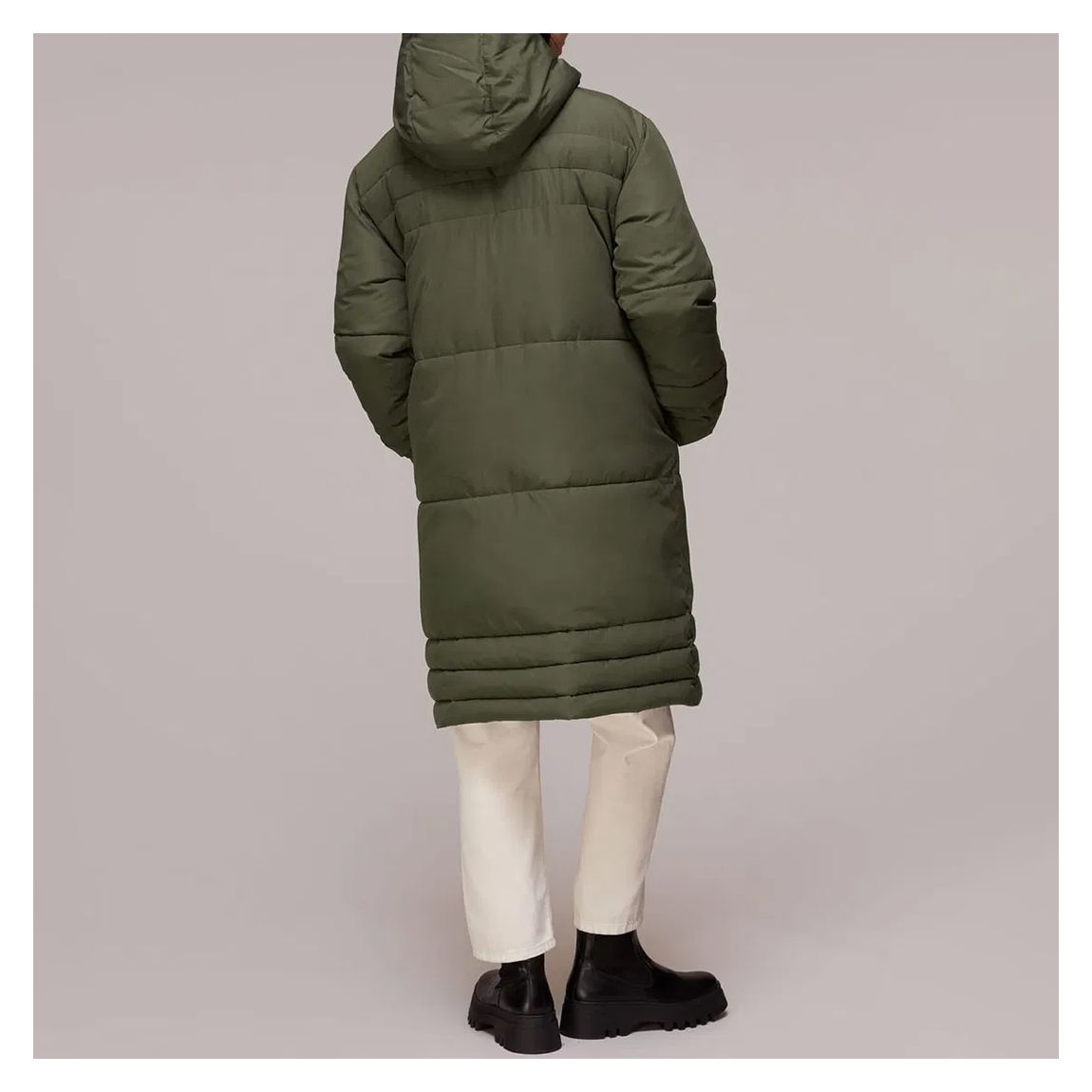 Khaki Becky Longline Hooded Puffer Coat main product photo