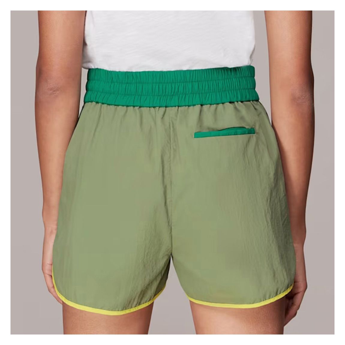 Green Colour Block Running Shorts main product photo