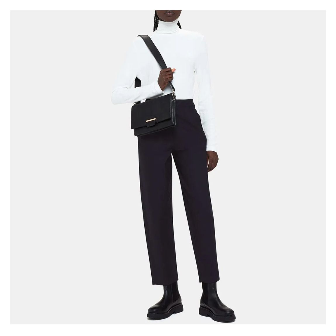 Navy Carla Barrel Cotton Blend Trousers main product photo