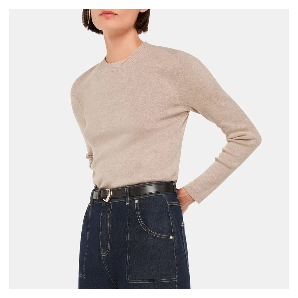 Beige Open Back Cotton Blend Jumper main product photo