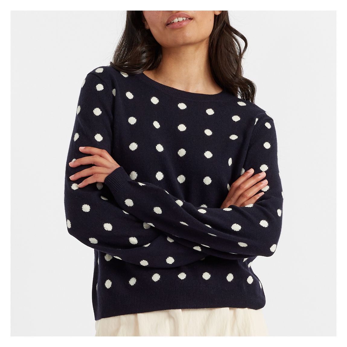 Navy Spot Cashmere Wool Blend Jumper main product photo