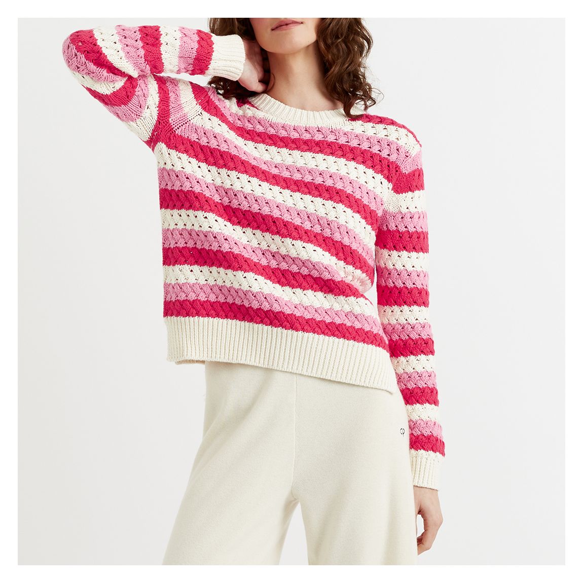 Pink Stripe Crochet Jumper main product photo