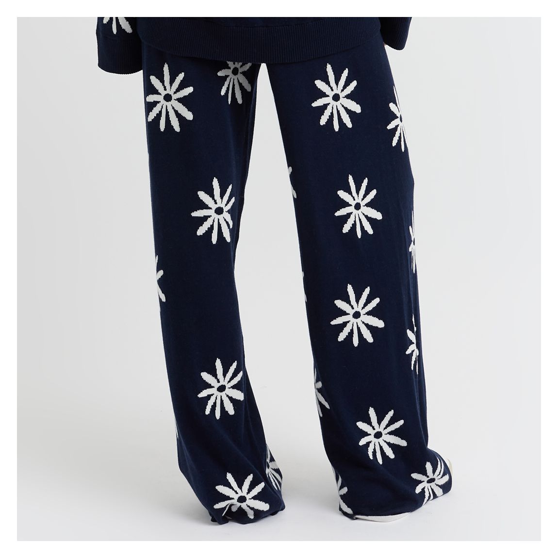 Navy Wool Blend Ditsy Daisy Trouser main product photo