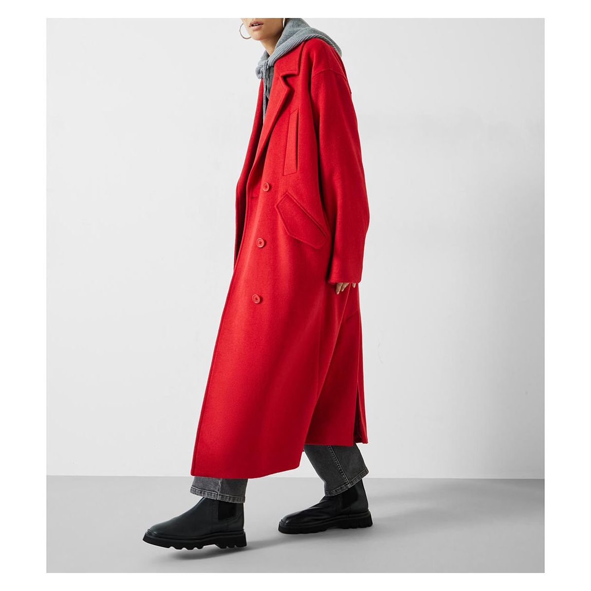 Deep Red Maddie Cocoon Relaxed Coat main product photo