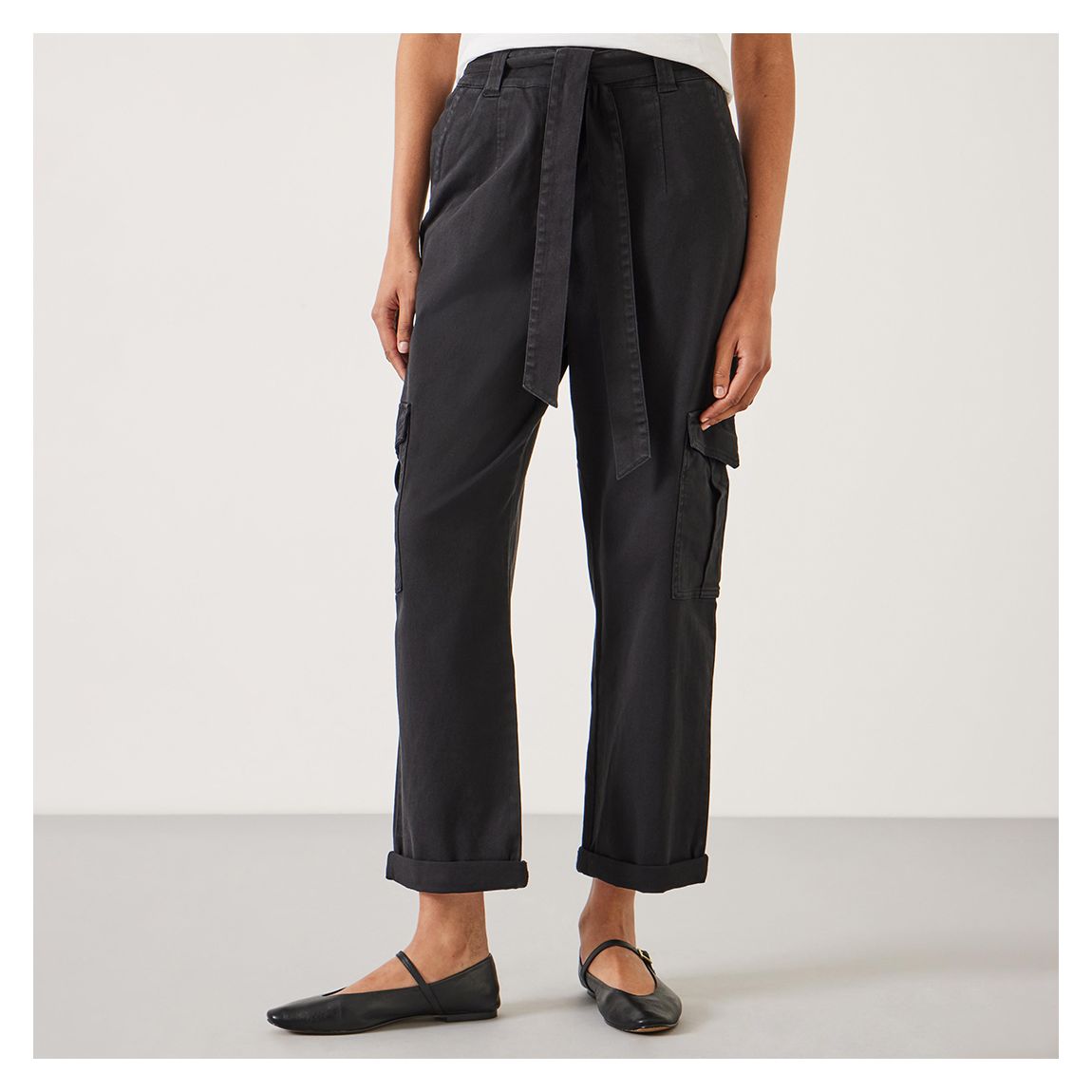 Black Washed Belted Trousers main product photo