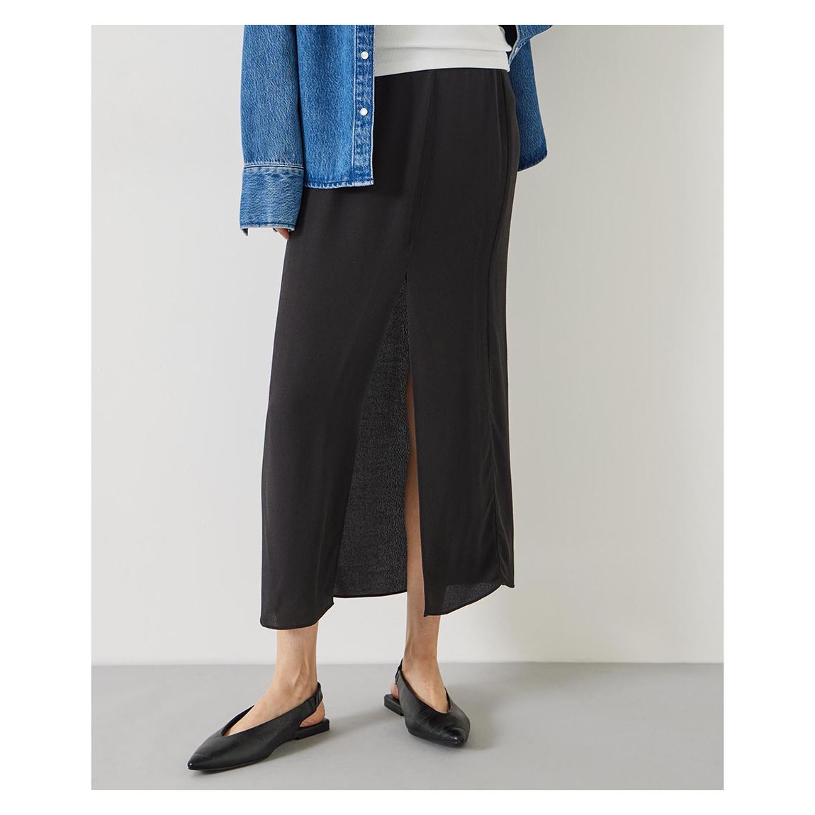 Black Anya Split Maxi Skirt main product photo