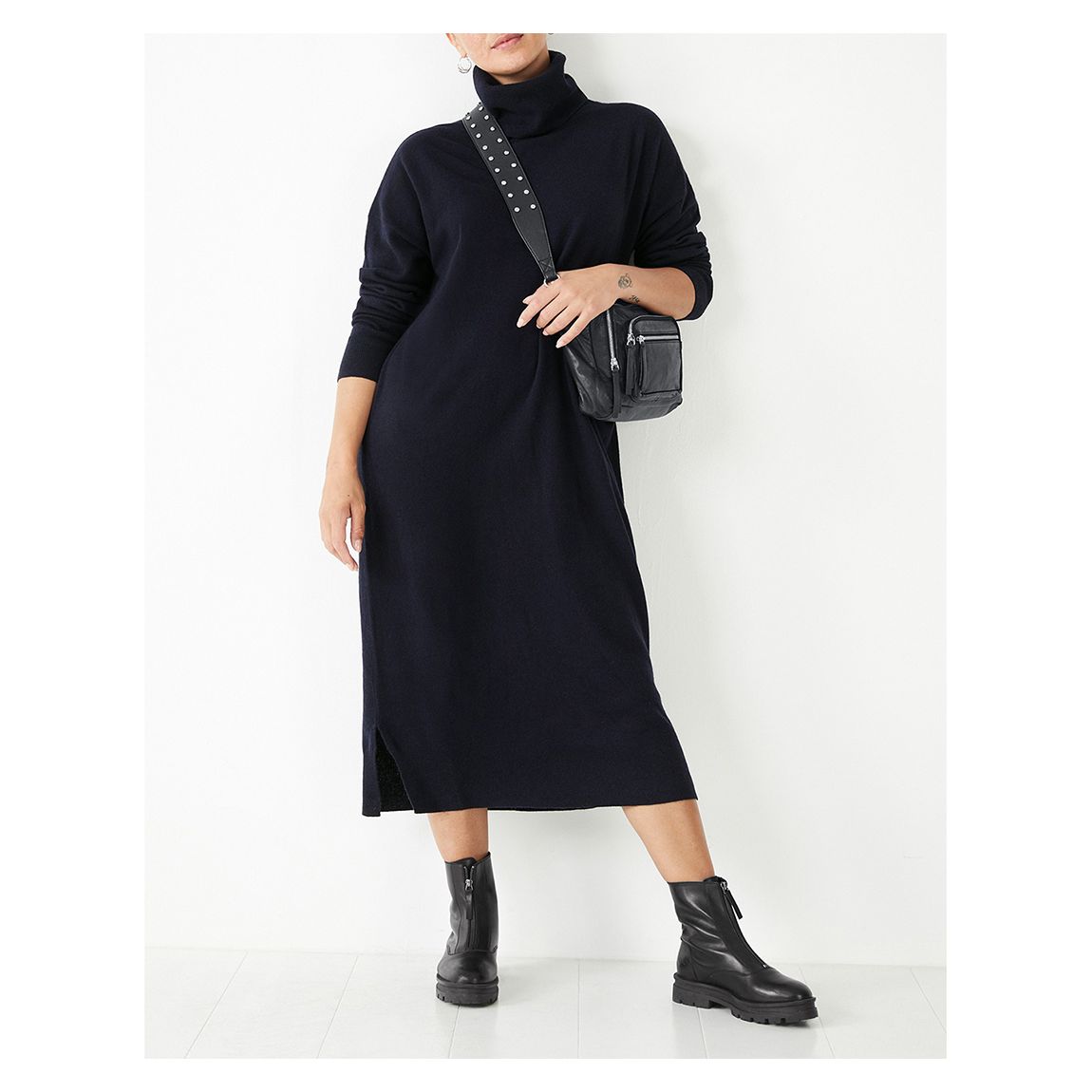 Navy Roll Neck Knitted Dress main product photo