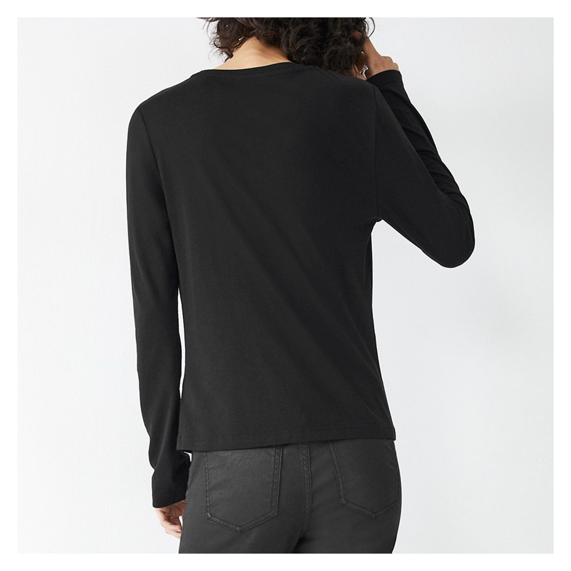 Black Ariadne Ruched Long Sleeve Tee main product photo