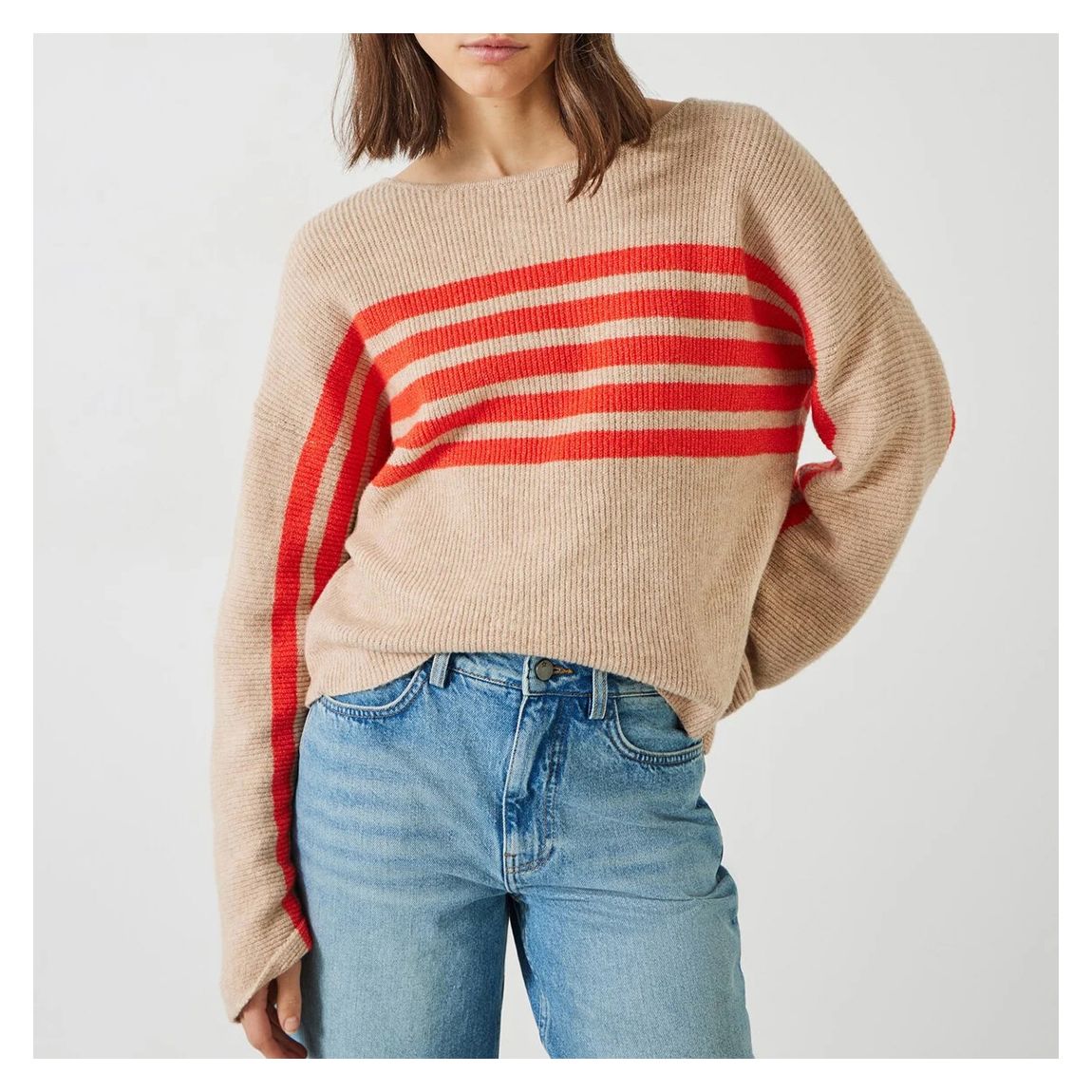 Beige/Orange Evan Wool Blend Jumper main product photo
