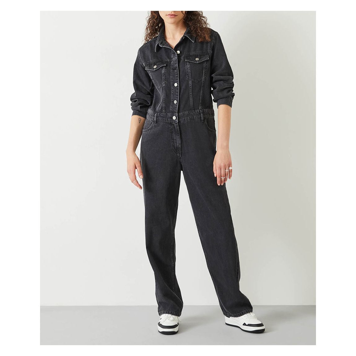 Black Celia Cotton Denim Boilersuit main product photo