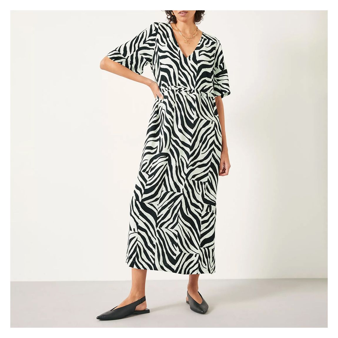 Black Zebra Patchwork Grace Midi Dress main product photo