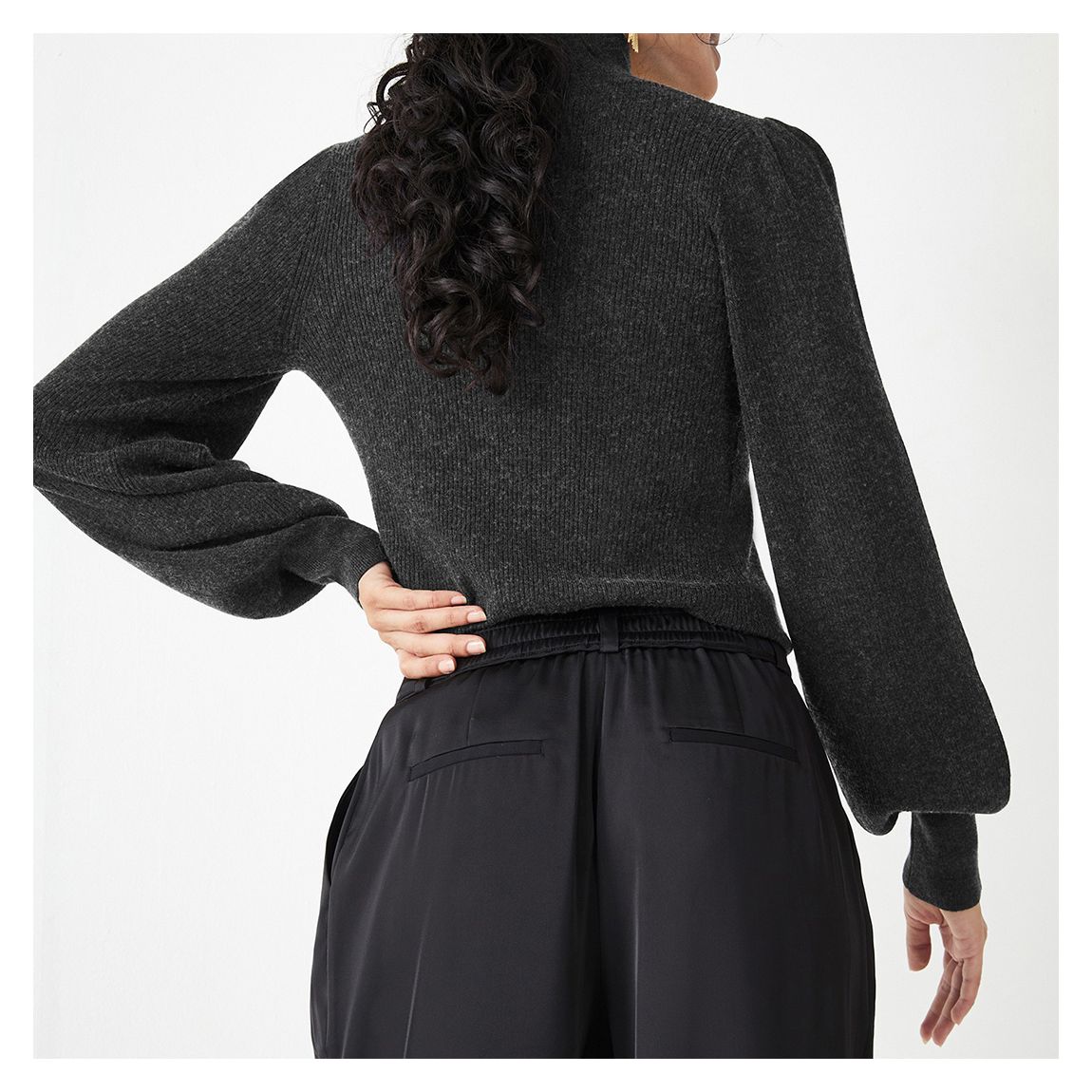 Grey Ribbed Wool Blend Jumper main product photo