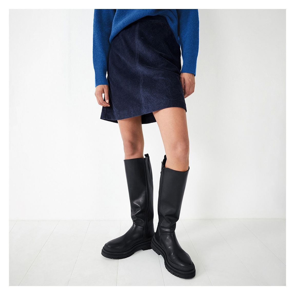 Navy Lula Cotton Mini Skirt main product photo