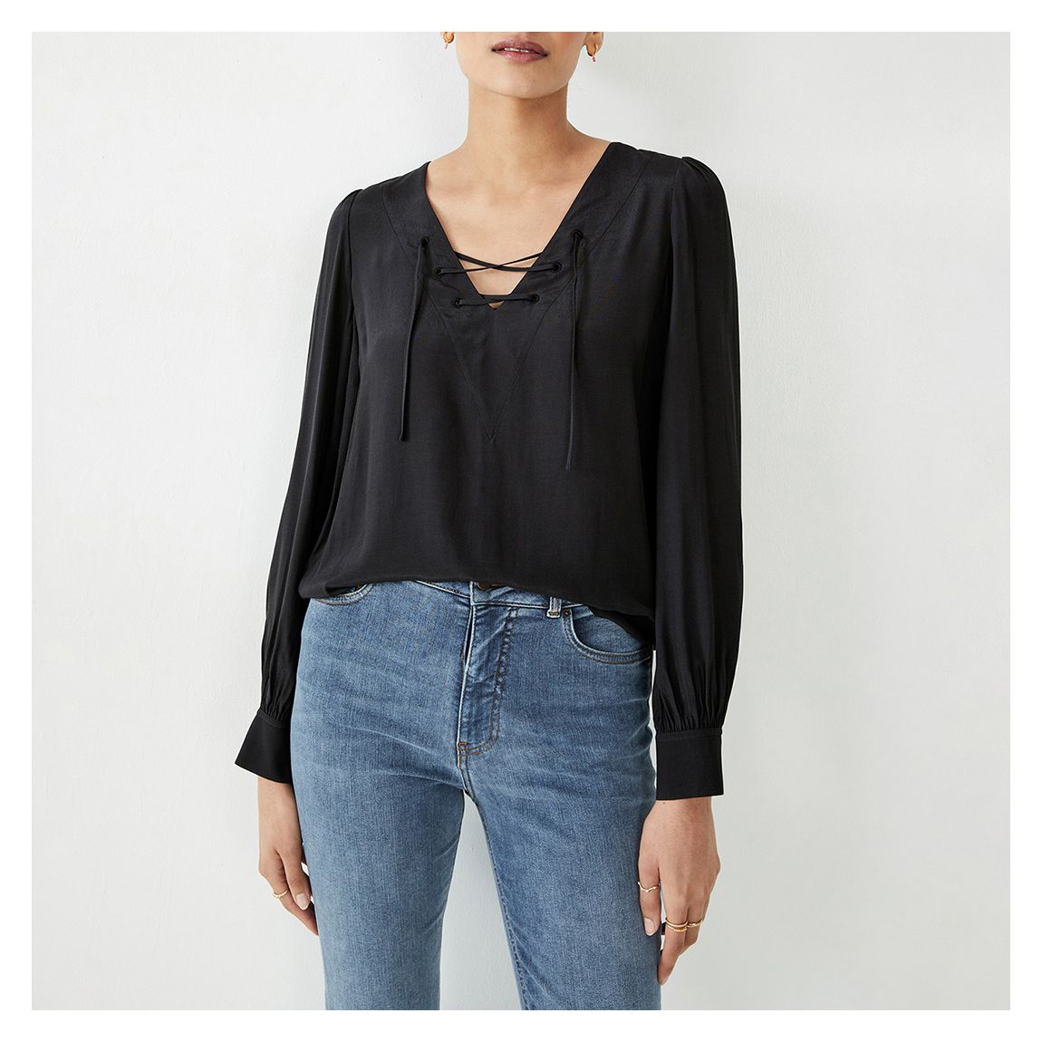 Black Lara Tie Top main product photo