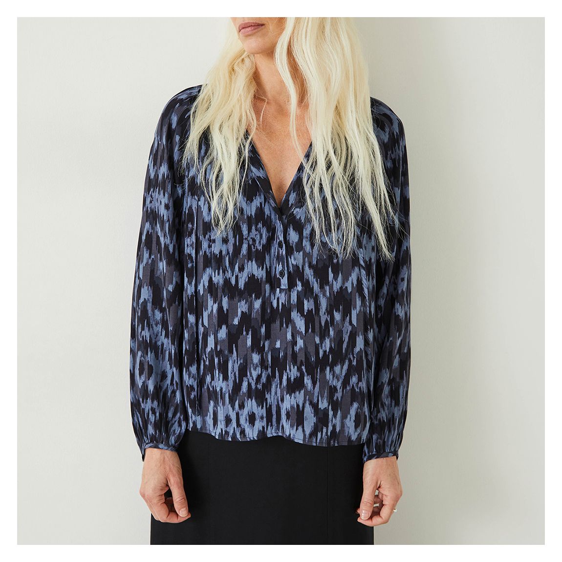 Navy Mila Tie Neck Blouse main product photo