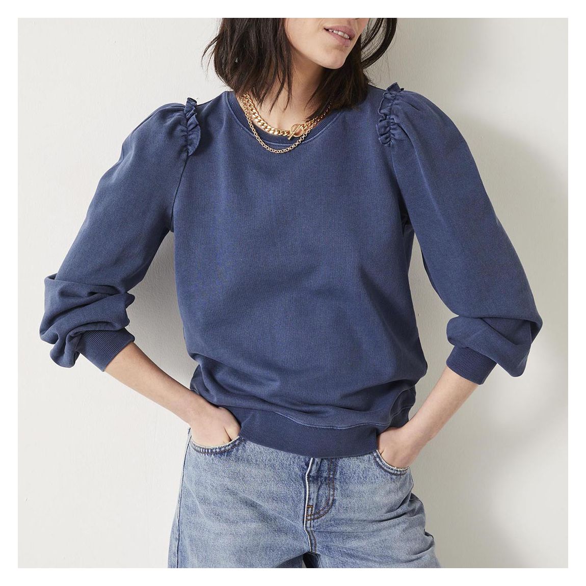 Navy Emilia Cotton Sweatshirt main product photo