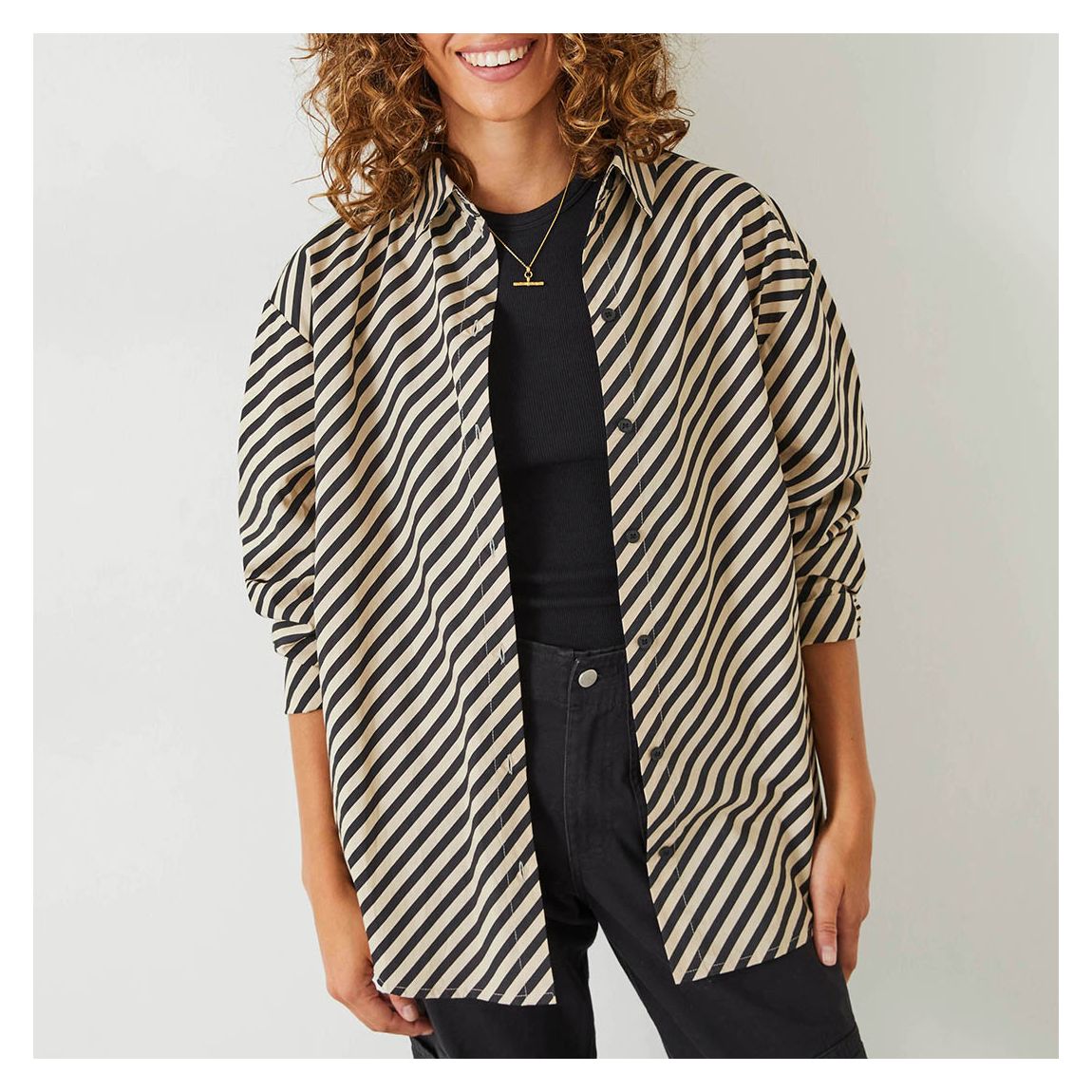 Black and Cream Pia Stripe Shirt main product photo