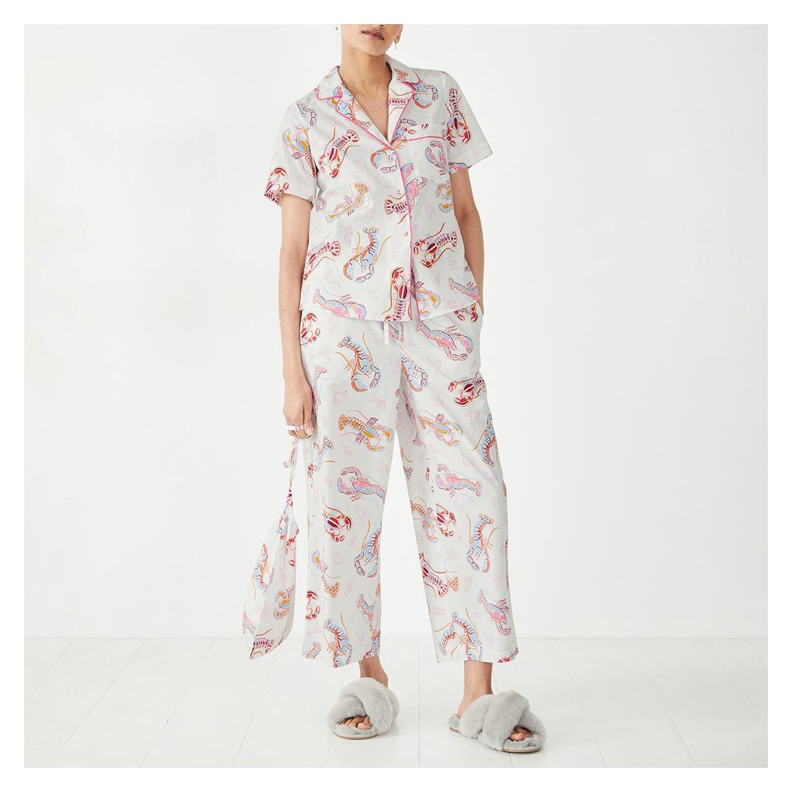 White/Pink Lyla Cotton Pyjama Set main product photo