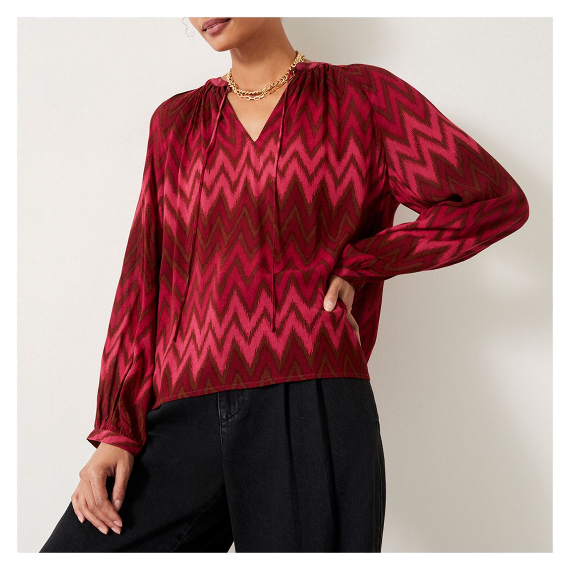 Red Amelie Chevron Blouse main product photo