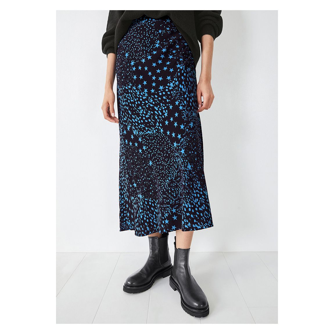 Black/Blue Lily Midi Skirt main product photo