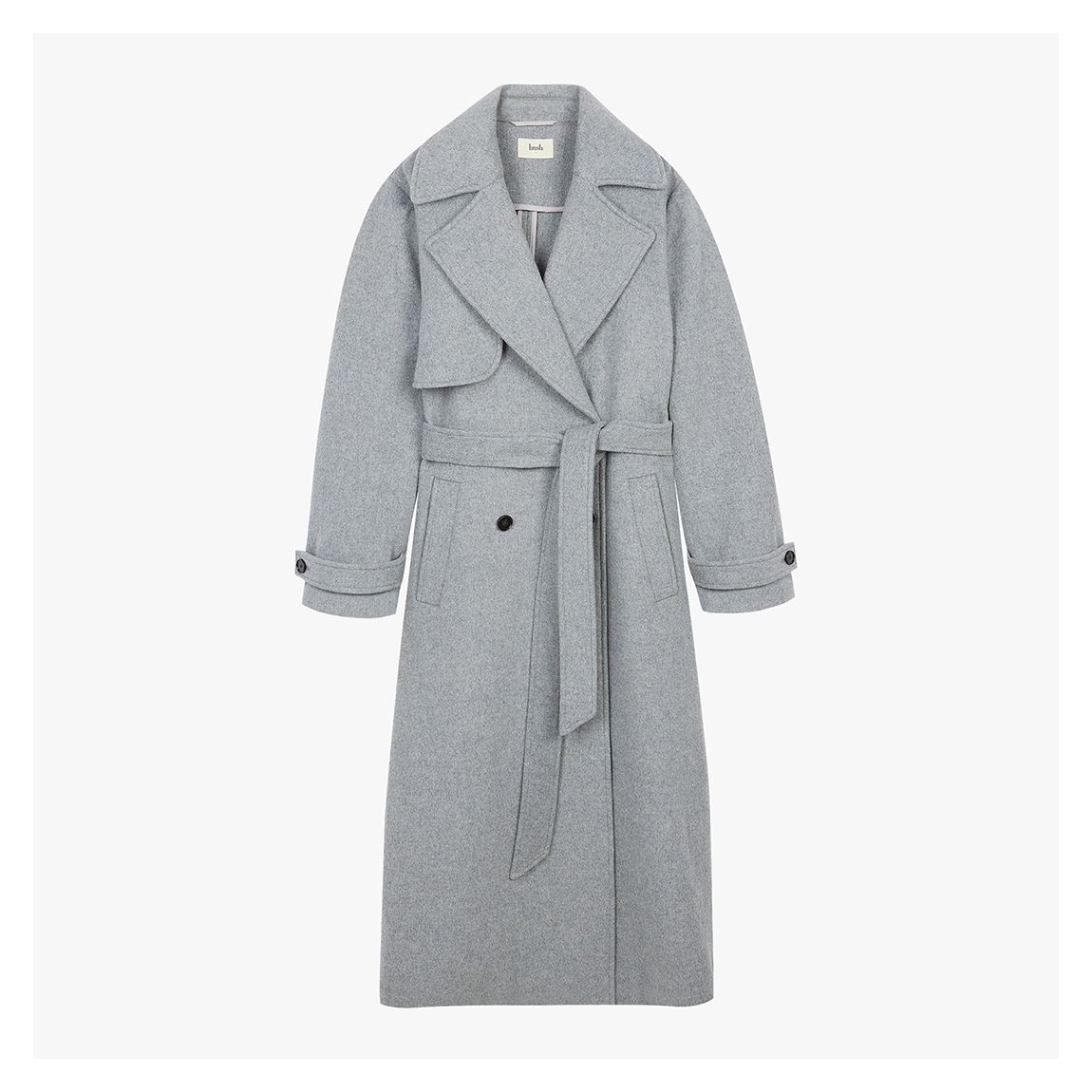 Grey Wool Blend Belted Trench Coat main product photo