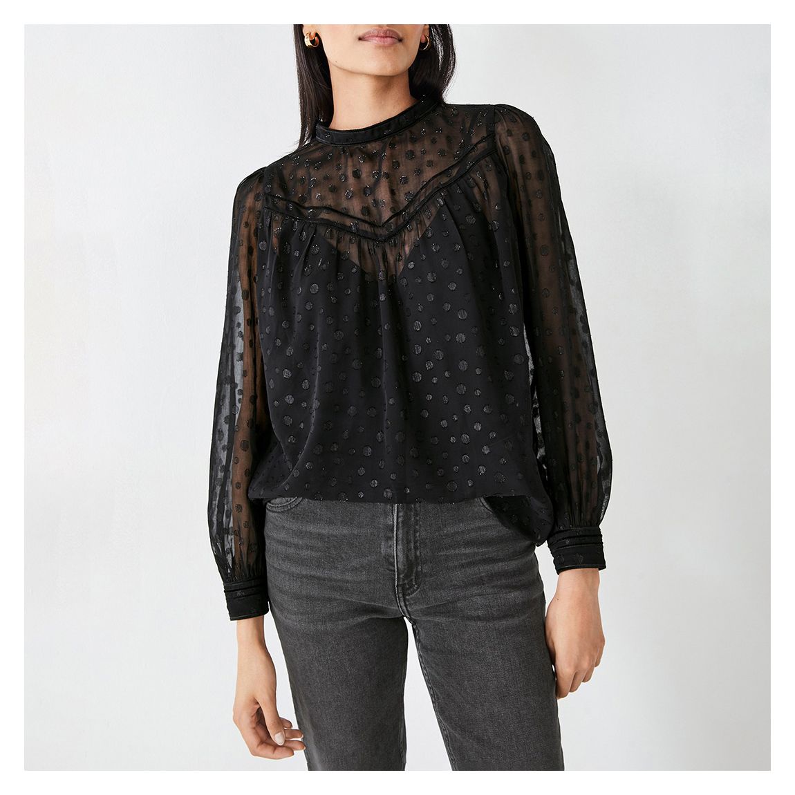 Black Melody Jacquard Blouse main product photo
