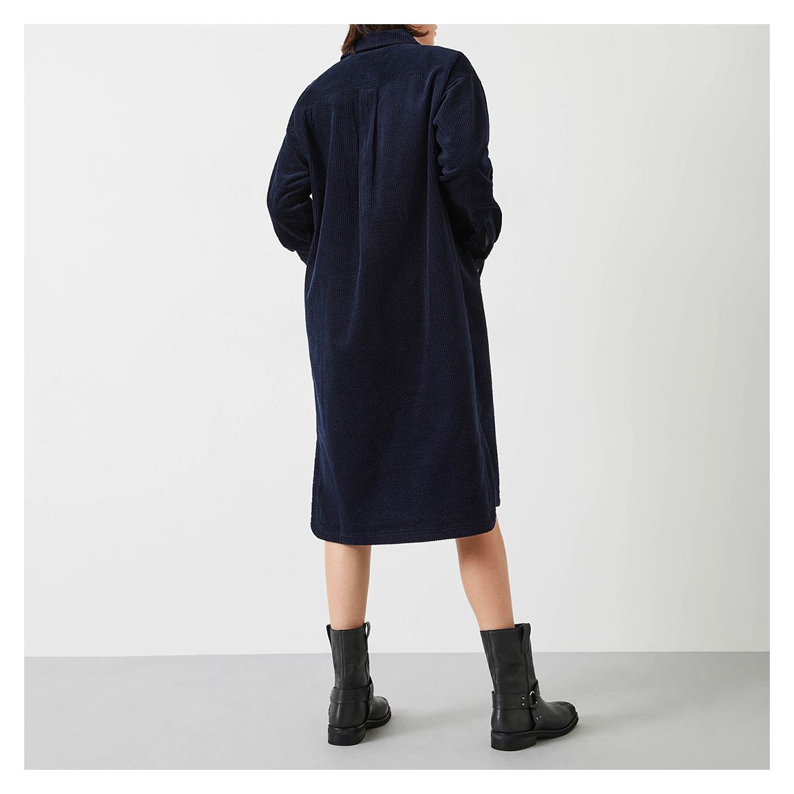 Navy Alanna Cord Shirt Dress main product photo